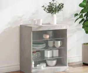 vidaXL Servantă cu lumini LED, gri beton, 60,5x37x67 cm