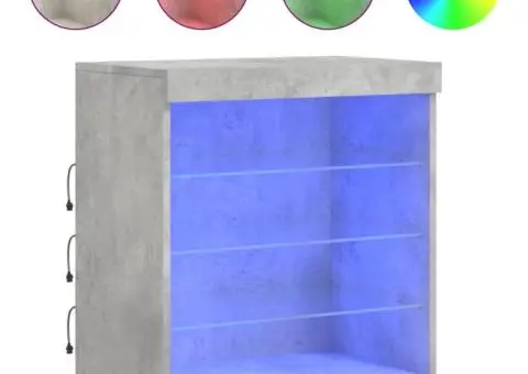 Servantă cu lumini LED, gri beton, 60,5x37x67 cm - 2/5