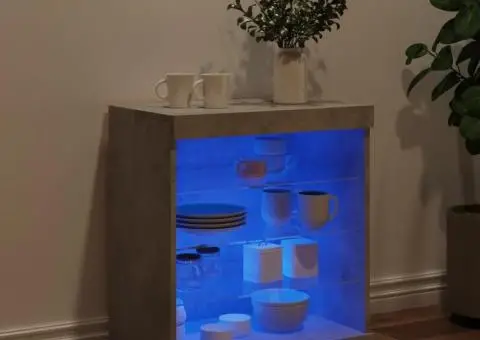 Servantă cu lumini LED, gri beton, 60,5x37x67 cm - 3/5