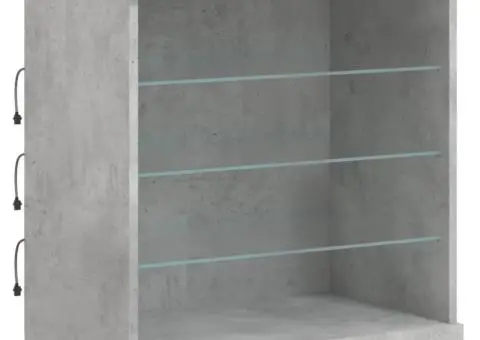 Servantă cu lumini LED, gri beton, 60,5x37x67 cm - 5/5