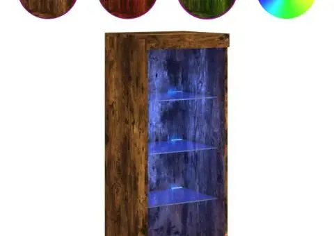 Servantă cu lumini LED, stejar fumuriu, 41x37x100 cm - 2/5