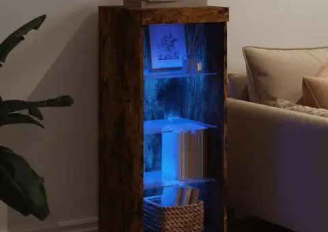 Servantă cu lumini LED, stejar fumuriu, 41x37x100 cm - 3/5