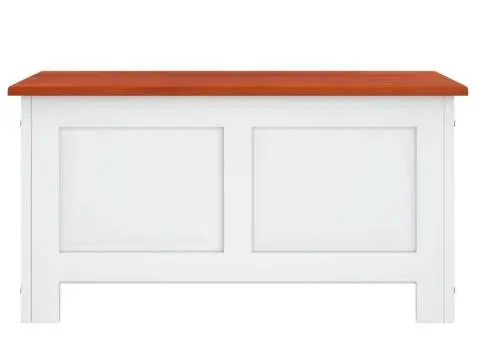 Cufăr de depozitare cu capac, maro și alb, lemn masiv de acacia - 4/5