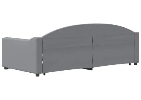 Pat de zi cu extensie și sertare, gri deschis, 90x200cm textil - 5/5