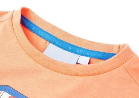 Tricou pentru copii cu mâneci scurte, portocaliu neon, 104 - 3/5