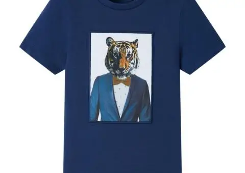 Tricou pentru copii cu mâneci scurte, albastru închis, 140 - 1/5