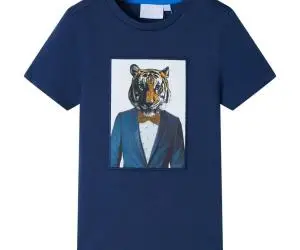Tricou pentru copii cu mâneci scurte, albastru închis, 140