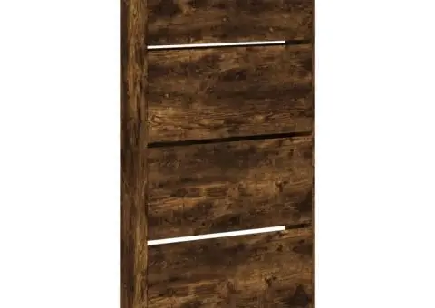 Pantofar cu 4 sertare rabatabile, stejar fumuriu, 80x21x163,5cm - 2/5