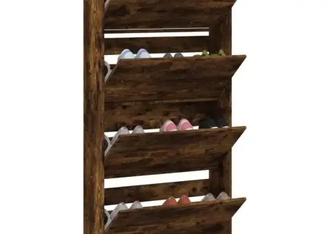 Pantofar cu 4 sertare rabatabile, stejar fumuriu, 80x21x163,5cm - 4/5