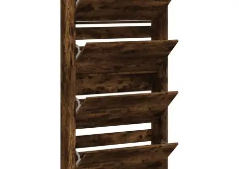 Pantofar cu 4 sertare rabatabile, stejar fumuriu, 80x21x163,5cm - 5/5