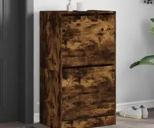 vidaXL Pantofar cu 2 sertare rabatabile, stejar fumuriu, 60x42x108 cm