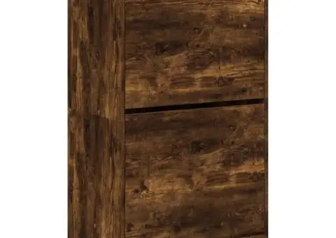 Pantofar cu 2 sertare rabatabile, stejar fumuriu, 60x42x108 cm - 2/5