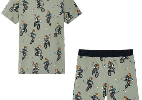 Pijamale pentru copii cu mâneci scurte, kaki deschis, 128 - 1/5