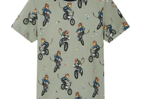 Pijamale pentru copii cu mâneci scurte, kaki deschis, 128 - 2/5