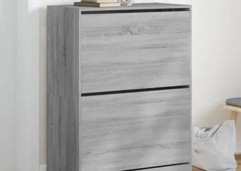 Pantofar cu 2 sertare rabatabile, gri sonoma, 80x42x108 cm - 1/5