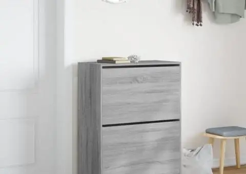 Pantofar cu 2 sertare rabatabile, gri sonoma, 80x42x108 cm - 3/5