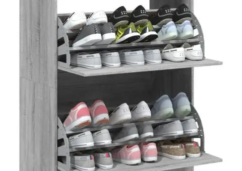 Pantofar cu 2 sertare rabatabile, gri sonoma, 80x42x108 cm - 4/5