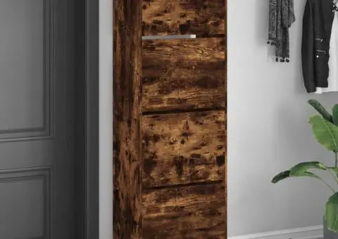 Pantofar cu 4 sertare rabatabile, stejar fumuriu, 60x34x187,5cm - 1/5