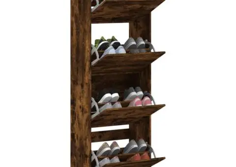 Pantofar cu 4 sertare rabatabile, stejar fumuriu, 60x34x187,5cm - 4/5