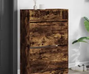 vidaXL Pantofar cu 2 sertare rabatabile, stejar fumuriu, 80x34x116 cm