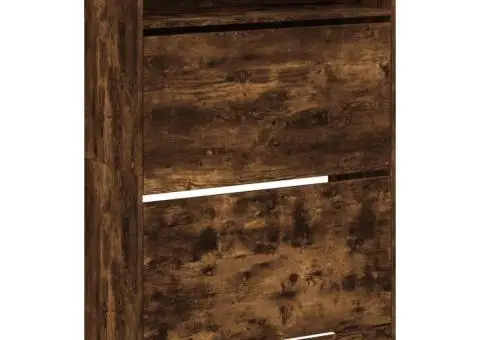 Pantofar cu 2 sertare rabatabile, stejar fumuriu, 80x34x116 cm - 2/5