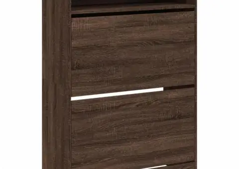 Dulap de pantofi 2 sertare rabatabile, stejar maro, 80x34x116cm - 2/5