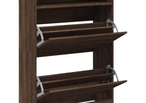 Dulap de pantofi 2 sertare rabatabile, stejar maro, 80x34x116cm - 5/5