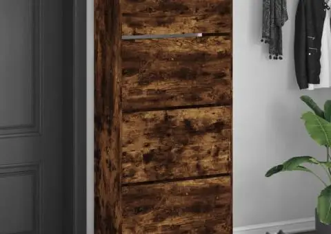 Pantofar cu 4 sertare rabatabile, stejar fumuriu, 80x34x187,5cm - 1/5