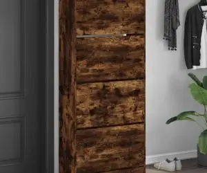 vidaXL Pantofar cu 4 sertare rabatabile, stejar fumuriu, 80x34x187,5cm