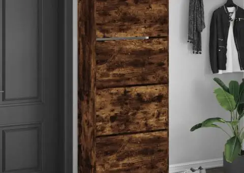 Pantofar cu 4 sertare rabatabile, stejar fumuriu, 80x34x187,5cm - 3/5