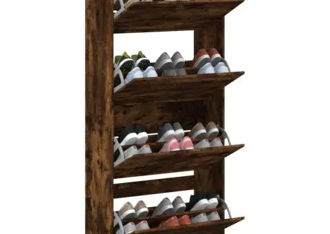 Pantofar cu 4 sertare rabatabile, stejar fumuriu, 80x34x187,5cm - 4/5