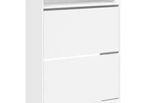 Dulap de pantofi cu 2 sertare rabatabile, alb, 80x34x116 cm - 2/5