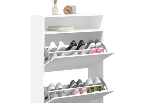 Dulap de pantofi cu 2 sertare rabatabile, alb, 80x34x116 cm - 4/5