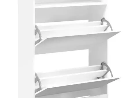 Dulap de pantofi cu 2 sertare rabatabile, alb, 80x34x116 cm - 5/5