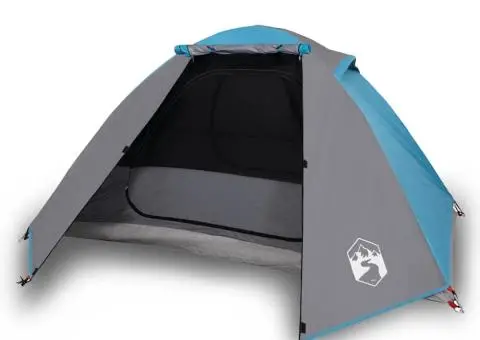 Cort de camping cupolă pentru 2 persoane, albastru, impermeabil - 2/5