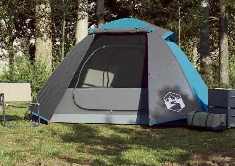 Cort de camping cupolă pentru 2 persoane, albastru, impermeabil - 3/5