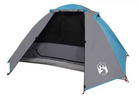 Cort de camping cupolă pentru 2 persoane, albastru, impermeabil - 4/5