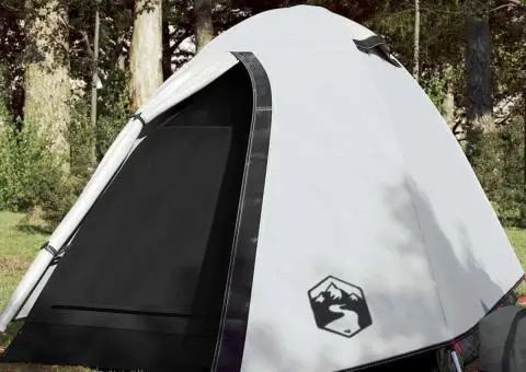 Cort camping cupolă 2 persoane alb, țesătură opacă, impermeabil - 1/5