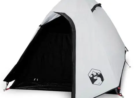 Cort camping cupolă 2 persoane alb, țesătură opacă, impermeabil - 2/5