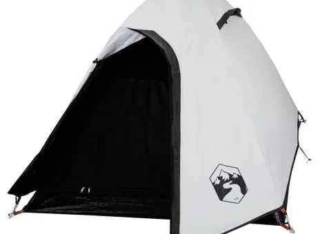 Cort camping cupolă 2 persoane alb, țesătură opacă, impermeabil - 4/5