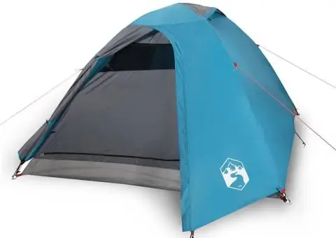 Cort de camping cupolă pentru 3 persoane, albastru, impermeabil - 2/5