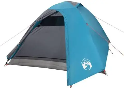 Cort de camping cupolă pentru 3 persoane, albastru, impermeabil - 4/5