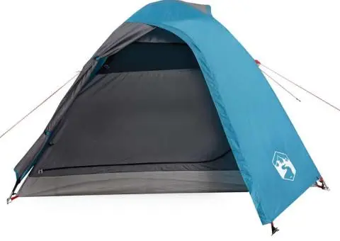 Cort de camping cupolă pentru 3 persoane, albastru, impermeabil - 5/5