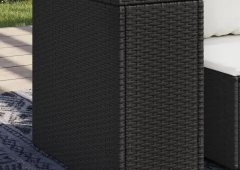 Masă laterală grădină blat sticlă negru 58x27,5x55 cm poliratan - 1/5