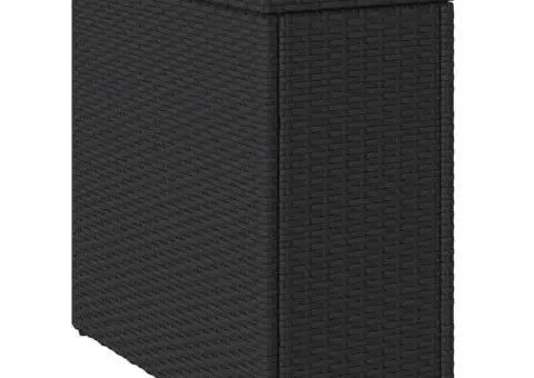 Masă laterală grădină blat sticlă negru 58x27,5x55 cm poliratan - 4/5