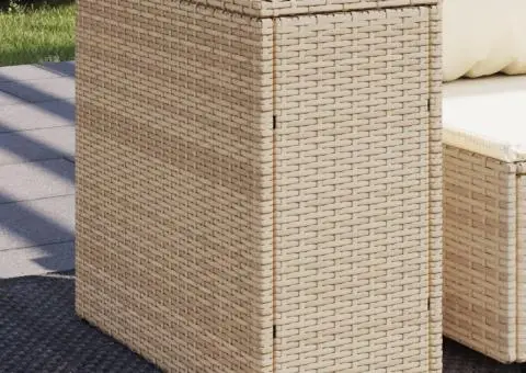 Masă laterală grădină, blat sticlă, bej 58x27,5x55 cm poliratan - 1/5