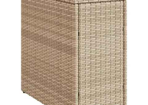 Masă laterală grădină, blat sticlă, bej 58x27,5x55 cm poliratan - 4/5