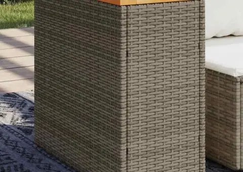 Masă laterală de grădină blat lemn gri 58x27,5x55 cm poliratan - 1/5