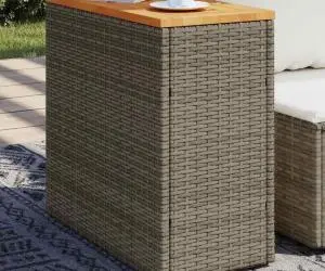vidaXL Masă laterală de grădină blat lemn gri 58x27,5x55 cm poliratan
