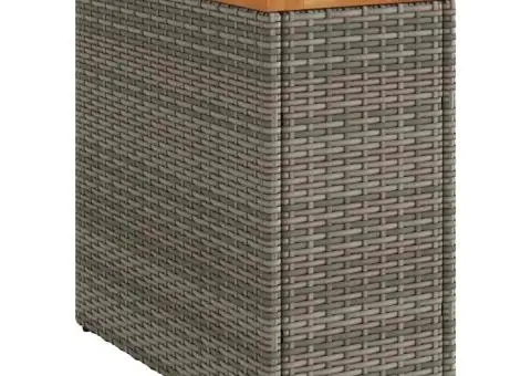 Masă laterală de grădină blat lemn gri 58x27,5x55 cm poliratan - 4/5